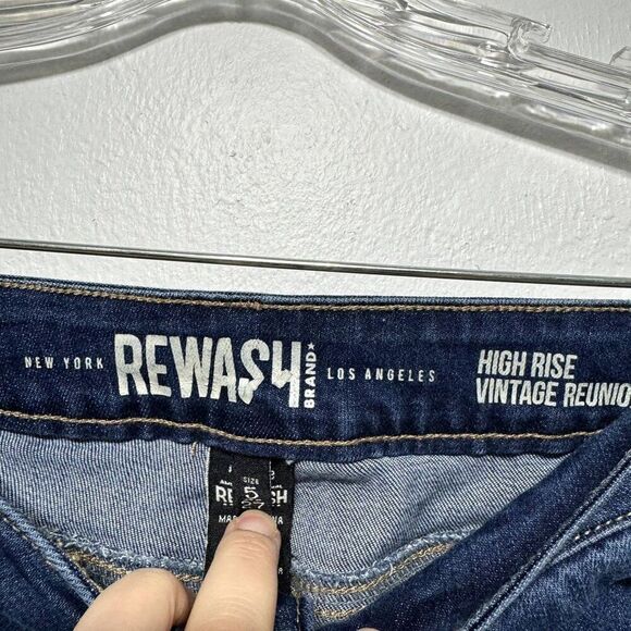 Rewash Jeans High Rise Vintage Reunion Distressed Denim Dark Wash Women sz 5 - Picture 5 of 7